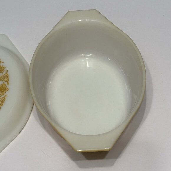 Vintage 70s Pyrex Butterfly Gold 1-1/2 Qt Oval Casserole Dish with lid 043/943 - Picture 5 of 15